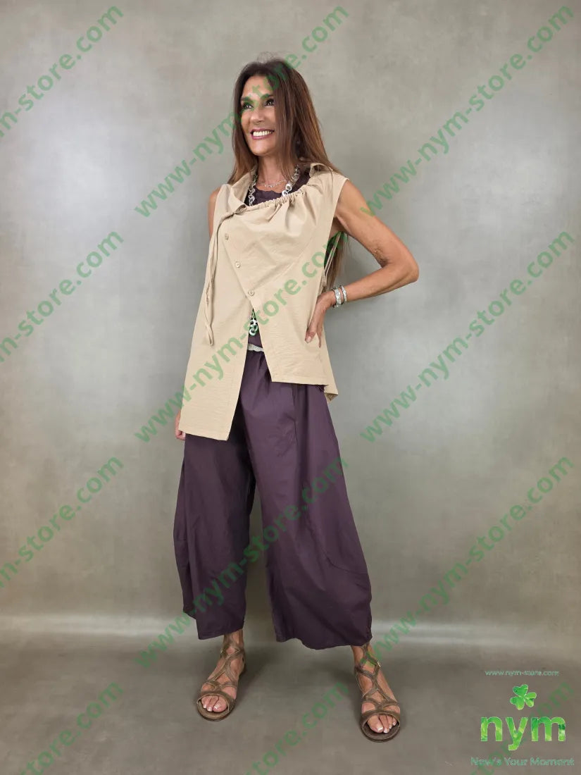 pantalone gaucho cotone stropicciato 100co - PANTALONE