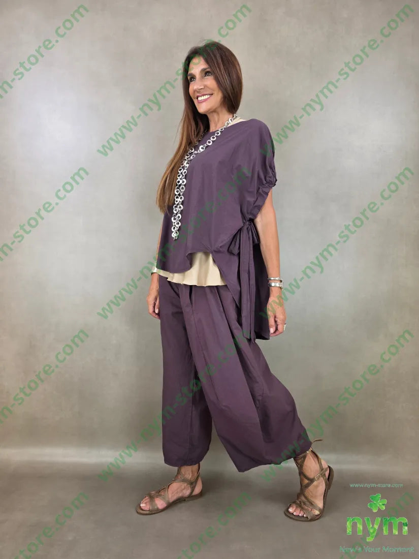 pantalone gaucho cotone stropicciato 100co - PANTALONE