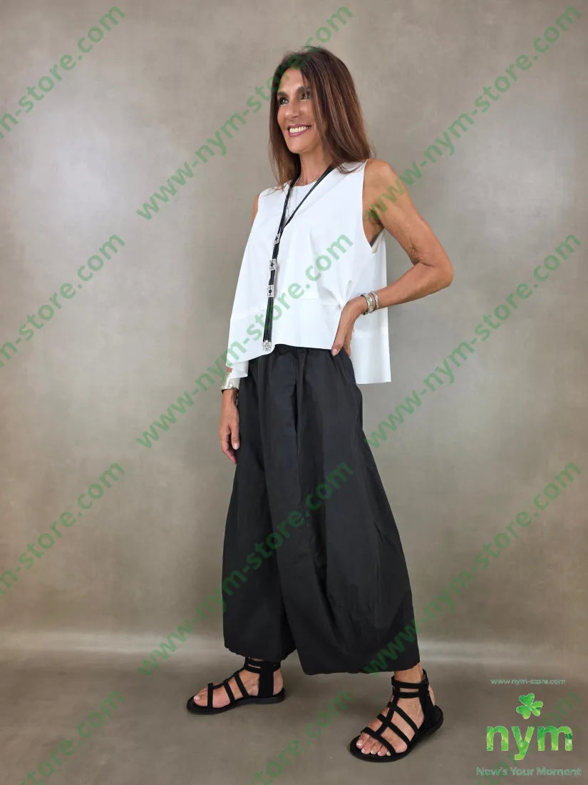 pantalone gaucho cotone stropicciato 100co - PANTALONE