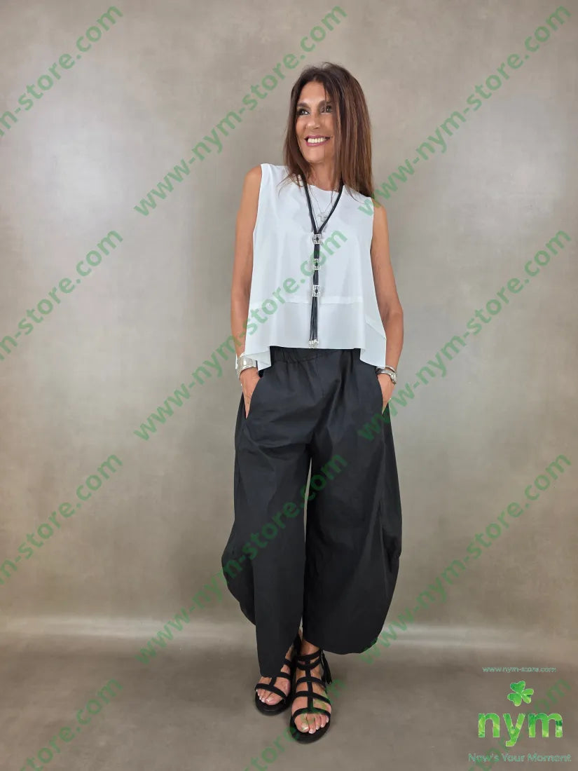 pantalone gaucho cotone stropicciato 100co - PANTALONE