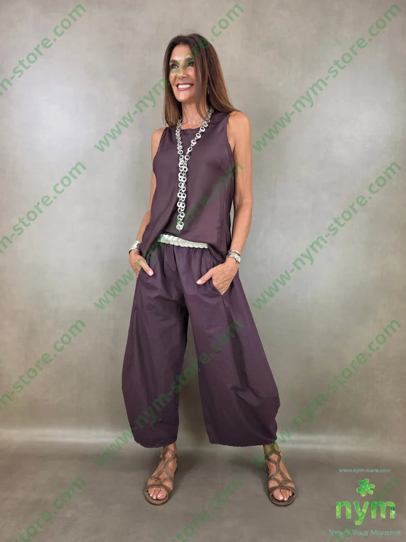 pantalone gaucho cotone stropicciato 100co - PANTALONE
