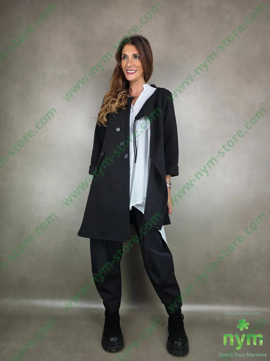 pantalone gessato cucito al fondo 93ny6ea1pl U / NERO / A25 PANTALONE