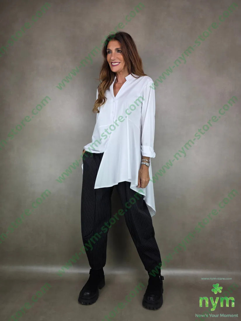 pantalone gessato cucito al fondo 93ny6ea1pl U / NERO / A25 PANTALONE