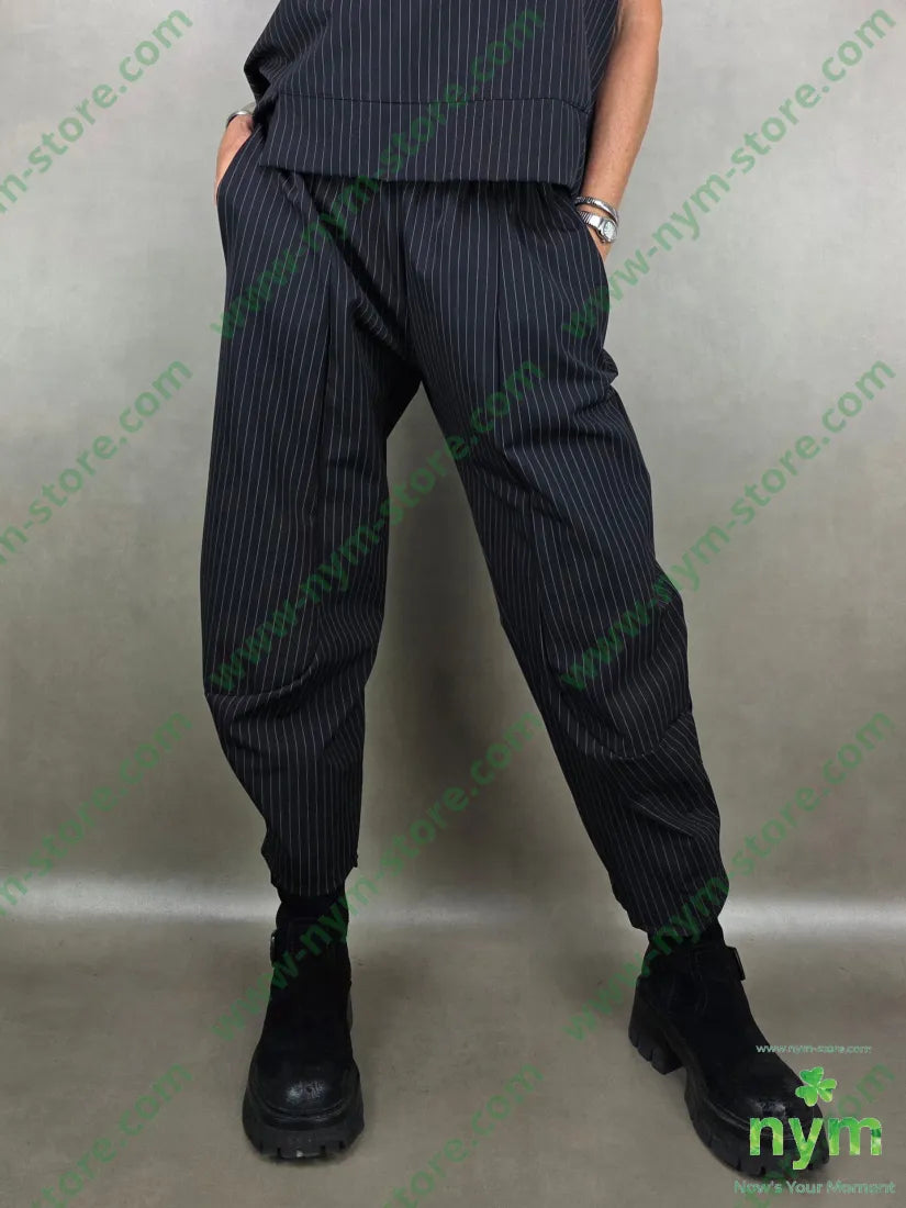 pantalone gessato cucito al fondo 93ny6ea1pl U / NERO / A25 PANTALONE