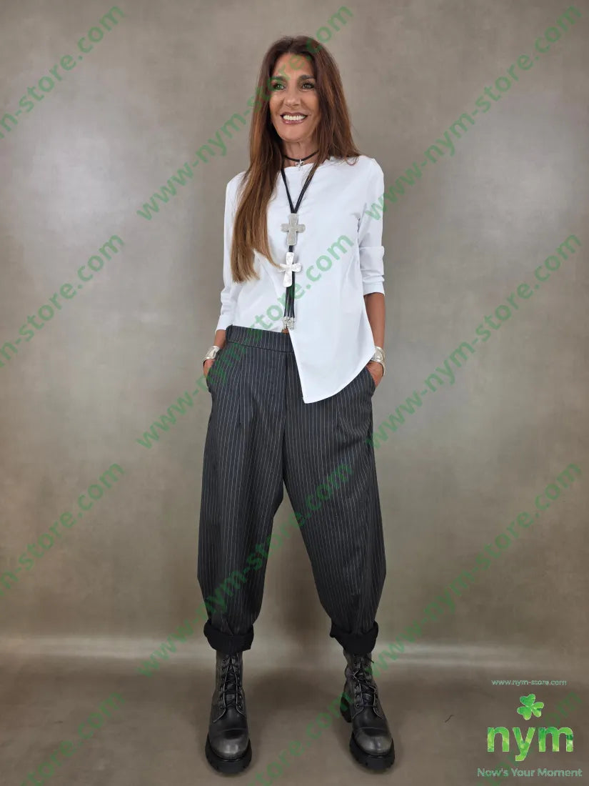 pantalone gessato fine tasche asola 55vi41pl4ea - PANTALONE