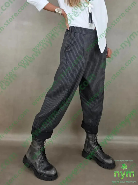 pantalone gessato fine tasche asola 55vi41pl4ea - PANTALONE