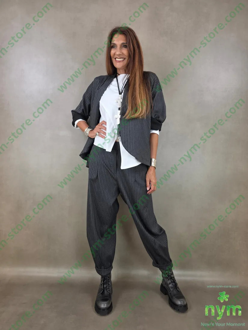 pantalone gessato fine tasche asola 55vi41pl4ea - PANTALONE