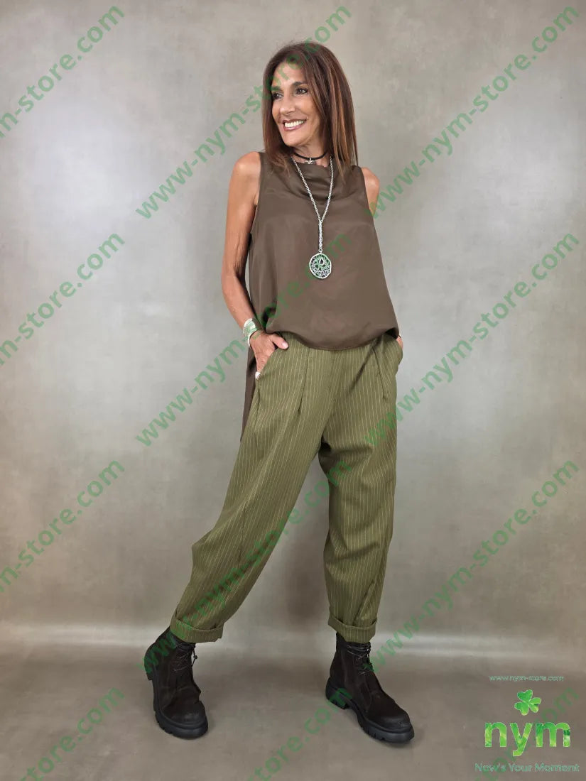 pantalone gessato fine tasche asola 55vi41pl4ea - PANTALONE