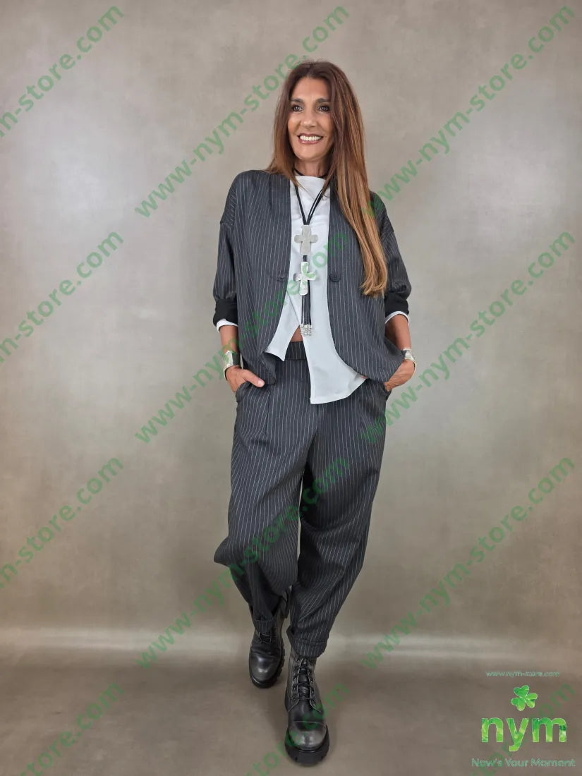 pantalone gessato fine tasche asola 55vi41pl4ea - PANTALONE