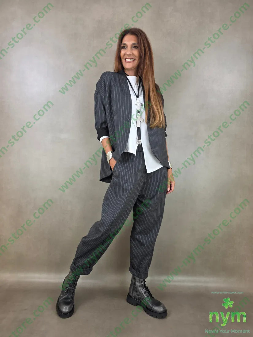 pantalone gessato fine tasche asola 55vi41pl4ea - PANTALONE