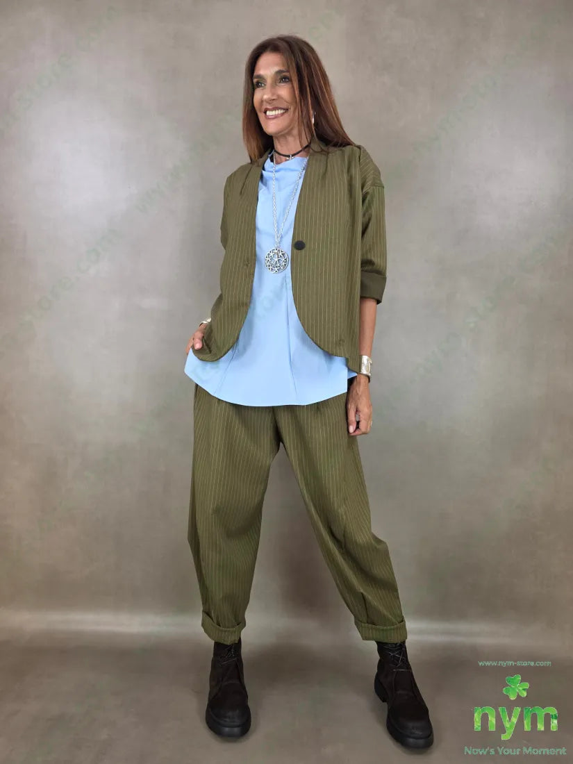 pantalone gessato fine tasche asola 55vi41pl4ea - PANTALONE