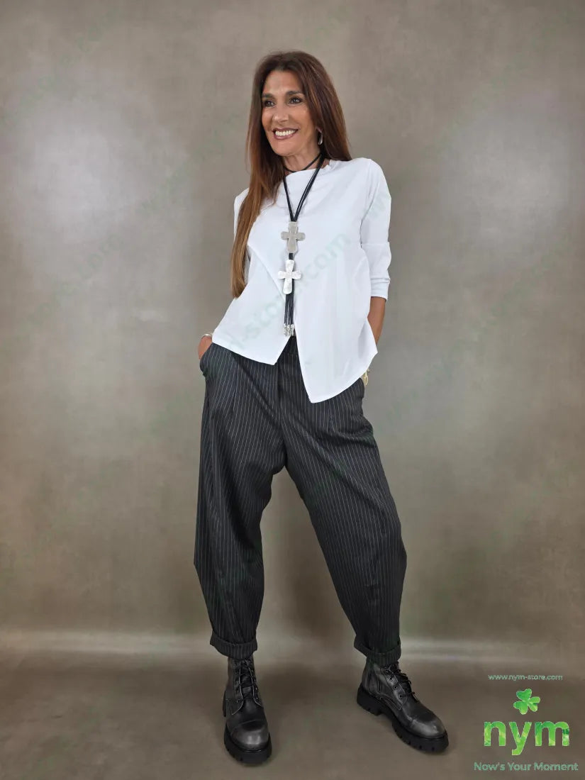 pantalone gessato fine tasche asola 55vi41pl4ea - PANTALONE