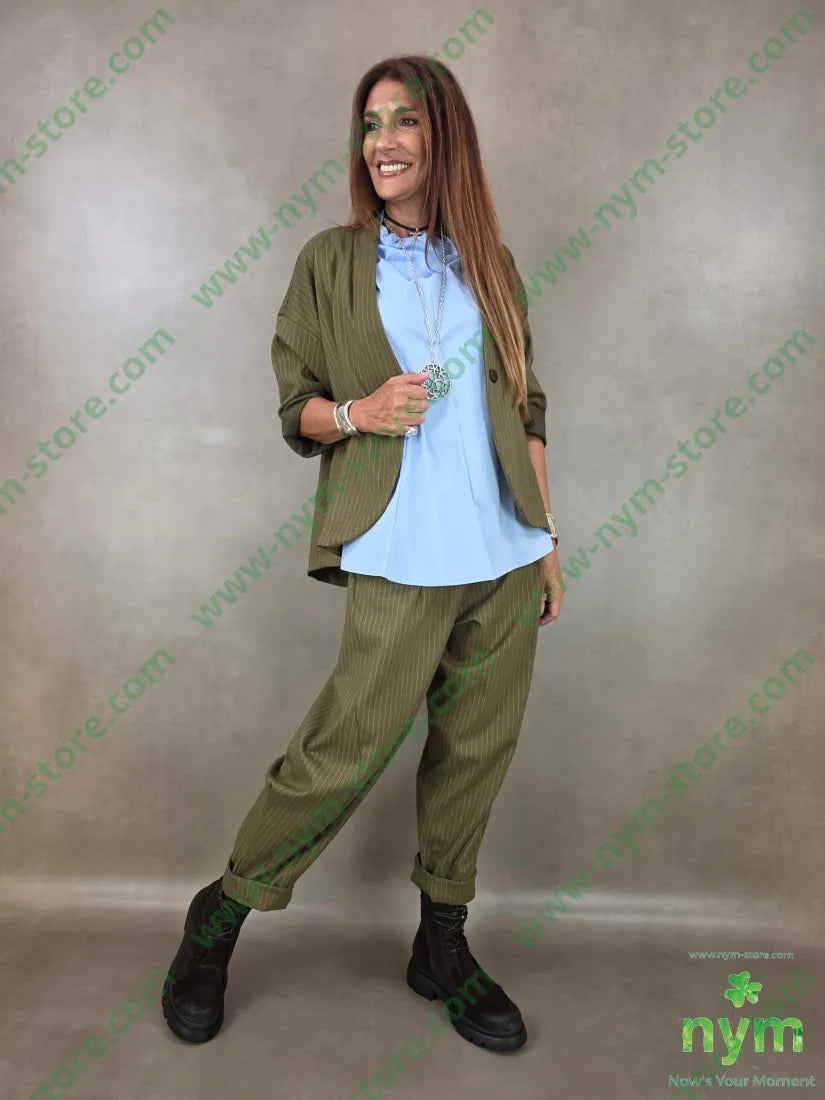 pantalone gessato fine tasche asola 55vi41pl4ea - PANTALONE