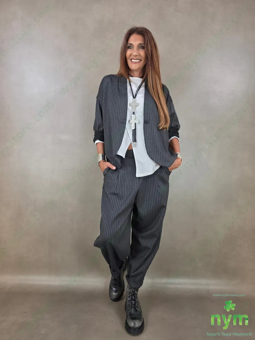 pantalone gessato fine tasche asola 55vi41pl4ea - PANTALONE
