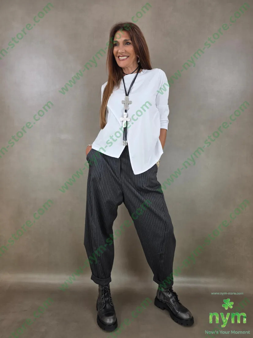 pantalone gessato fine tasche asola 55vi41pl4ea - PANTALONE