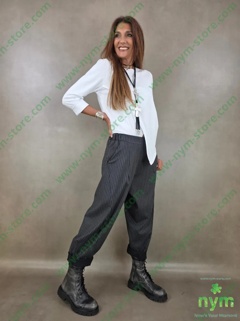 pantalone gessato fine tasche asola 55vi41pl4ea - PANTALONE