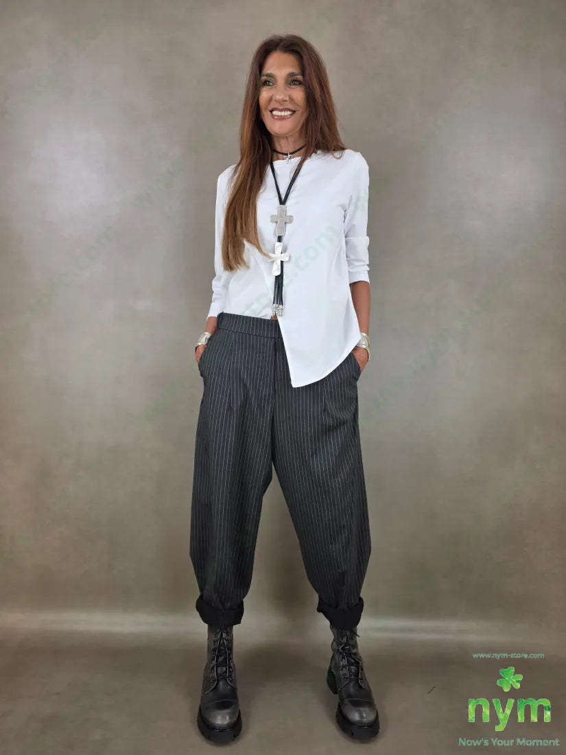 pantalone gessato fine tasche asola 55vi41pl4ea - PANTALONE