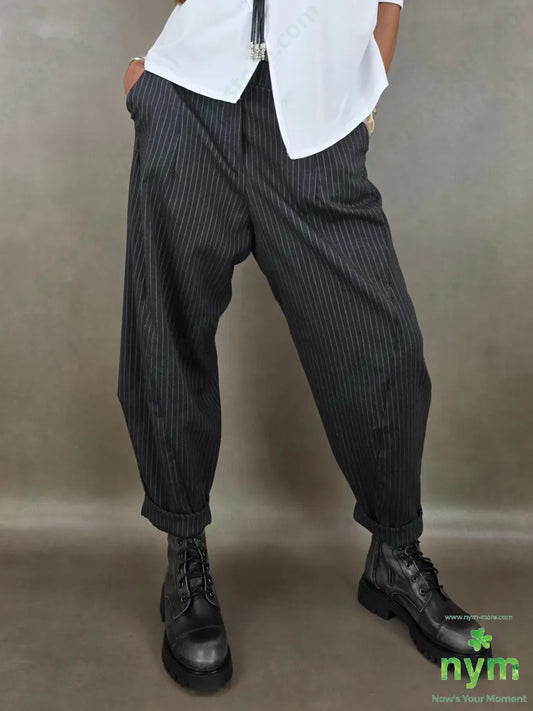 pantalone gessato fine tasche asola 55vi41pl4ea - PANTALONE