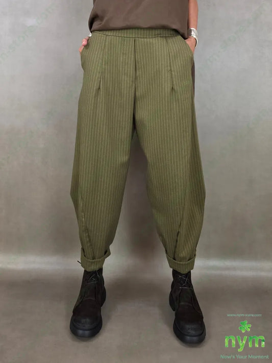 pantalone gessato fine tasche asola 55vi41pl4ea - U / OLIO / AI26 - PANTALONE