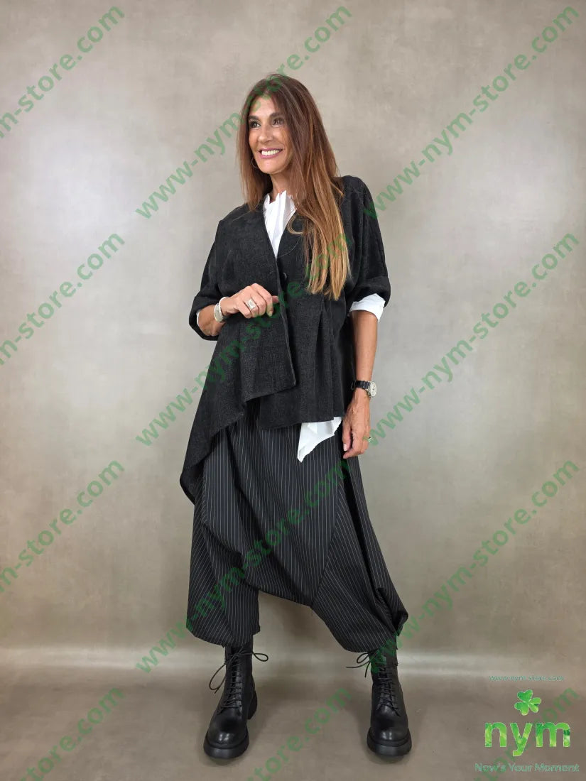 pantalone gessato harem 66pl33vi5ea - U / NERO / AI26 - PANTALONE