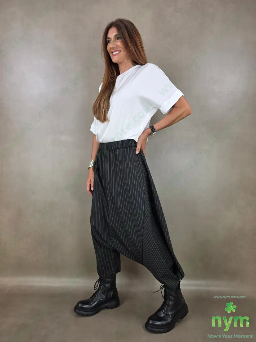 pantalone gessato harem 66pl33vi5ea - U / NERO / AI26 - PANTALONE