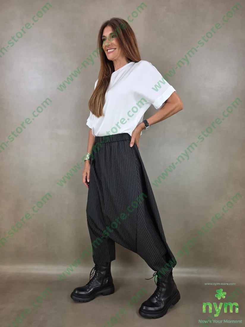pantalone gessato harem 66pl33vi5ea - U / NERO / AI26 - PANTALONE