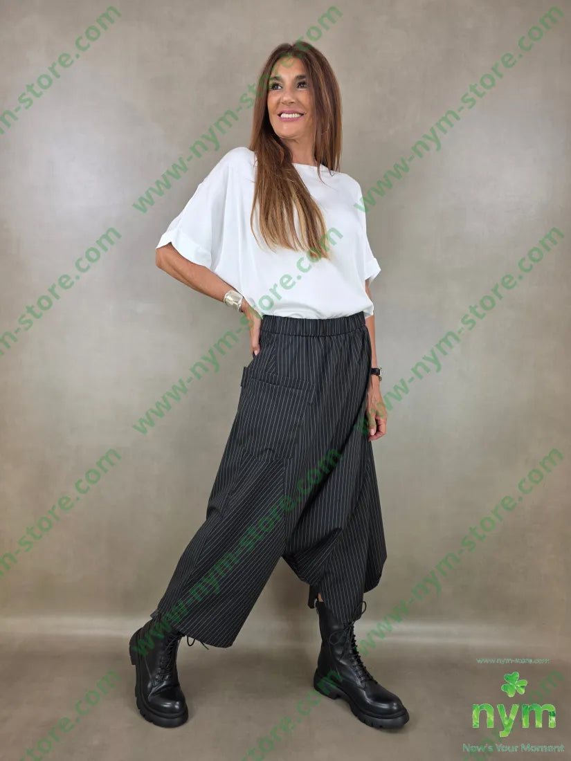 pantalone gessato harem 66pl33vi5ea - U / NERO / AI26 - PANTALONE