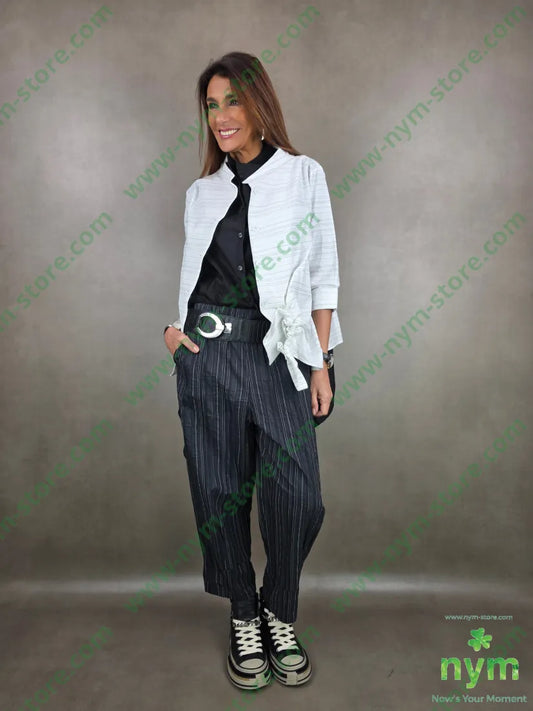 pantalone gessato stropicciato cuciture fondo 43co43tc14pa PANTALONE
