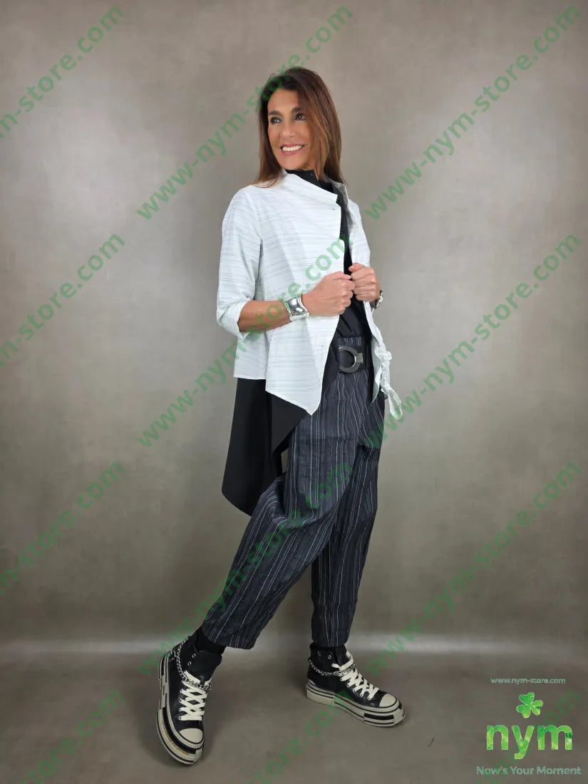 pantalone gessato stropicciato cuciture fondo 43co43tc14pa PANTALONE