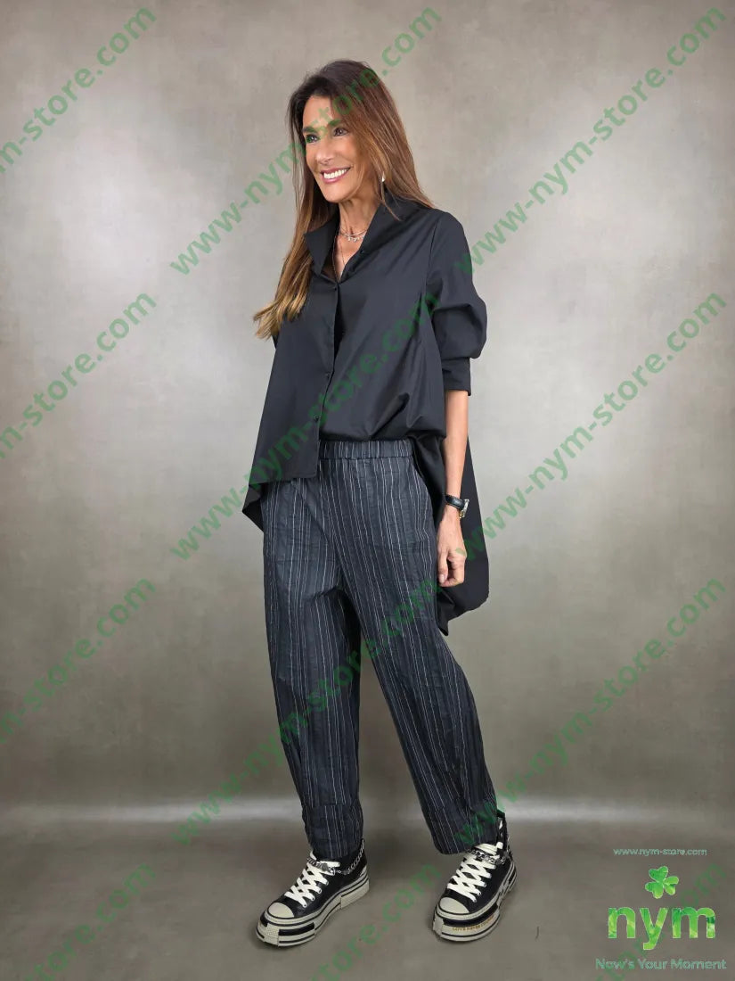 pantalone gessato stropicciato cuciture fondo 43co43tc14pa PANTALONE