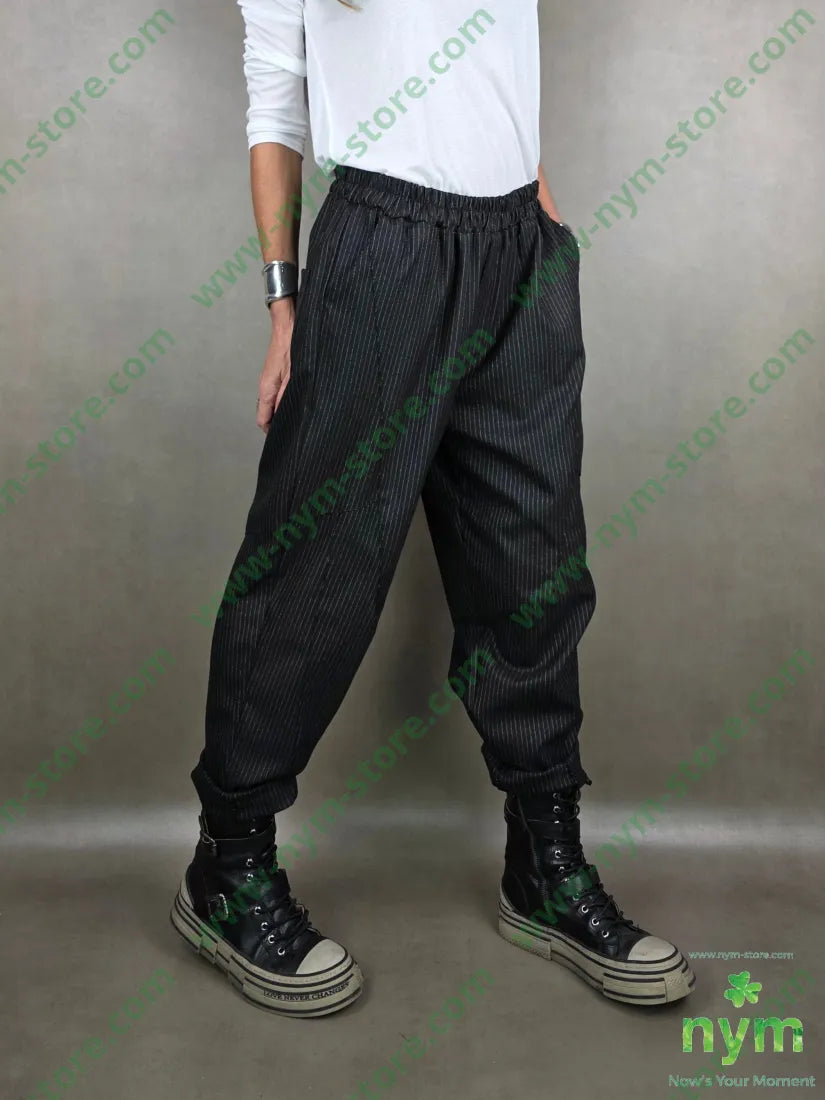 pantalone gessato tasche applicate dietro 63pl34vi3ea U / NERO / AI25 PANTALONE