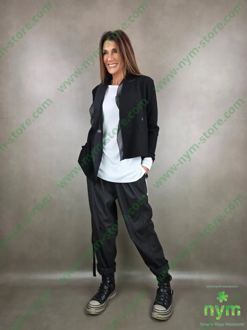 pantalone gessato tasche applicate dietro 63pl34vi3ea U / NERO / AI25 PANTALONE