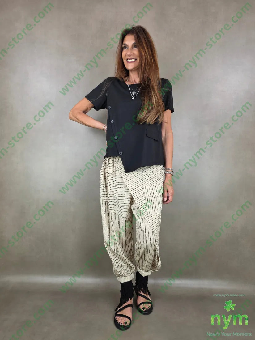 pantalone gessato tratti pareo e tasca 75vi25ny - U / SABBIA / PE26 - PANTALONE