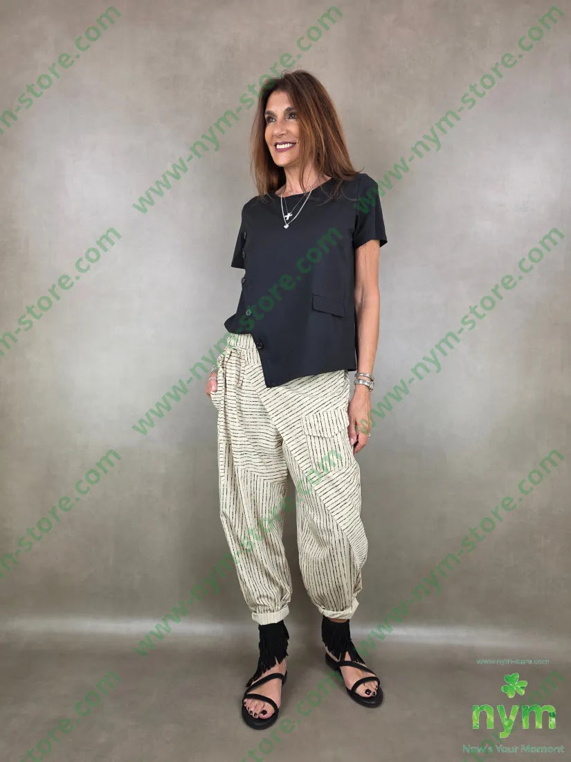 pantalone gessato tratti pareo e tasca 75vi25ny - U / SABBIA / PE26 - PANTALONE