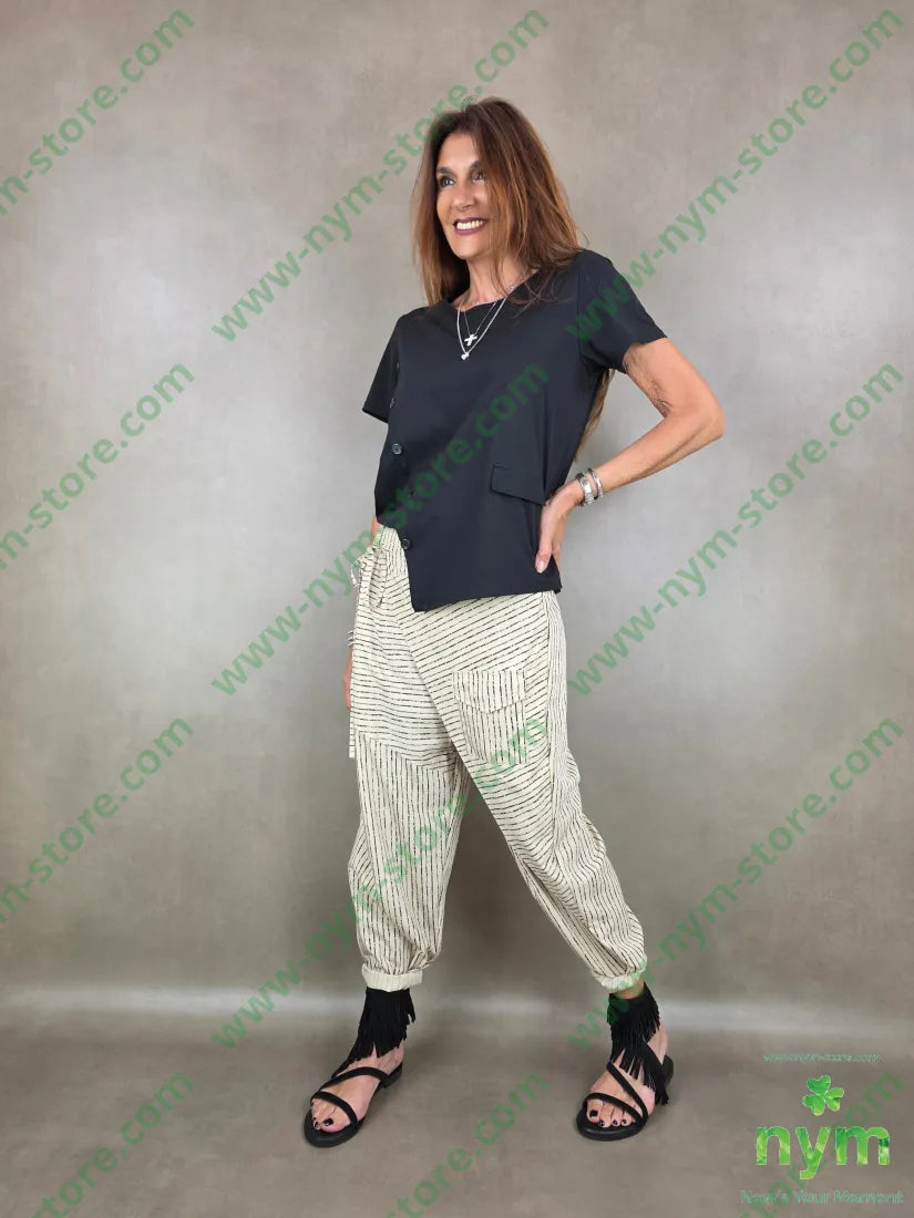 pantalone gessato tratti pareo e tasca 75vi25ny - U / SABBIA / PE26 - PANTALONE