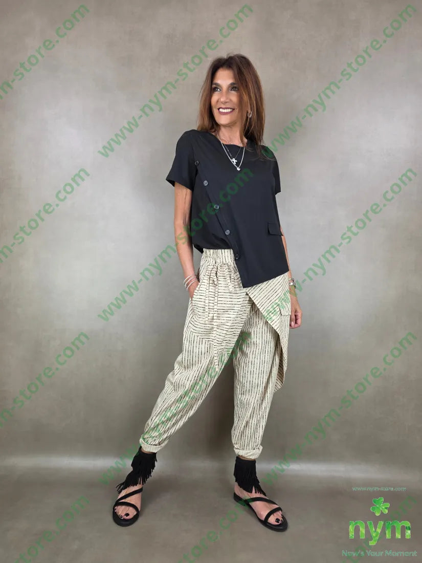 pantalone gessato tratti pareo e tasca 75vi25ny - U / SABBIA / PE26 - PANTALONE