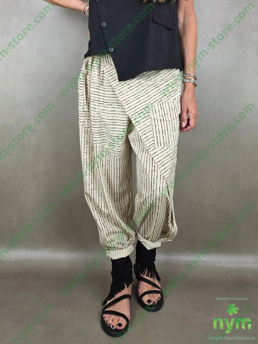 pantalone gessato tratti pareo e tasca 75vi25ny - U / SABBIA / PE26 - PANTALONE