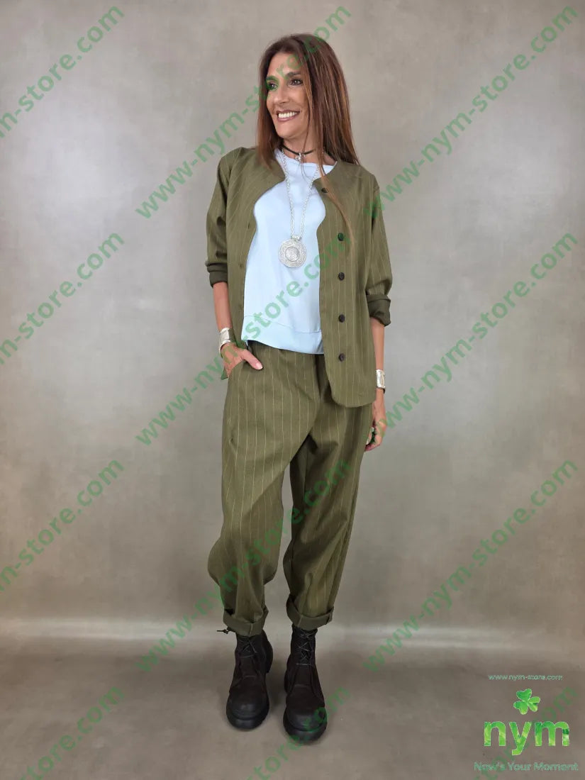 pantalone gessato wide 55vi41pl4ea - PANTALONE