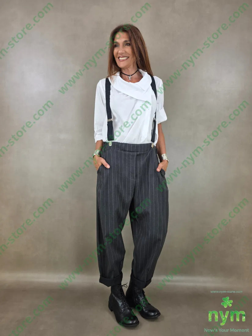 pantalone gessato wide 55vi41pl4ea - PANTALONE
