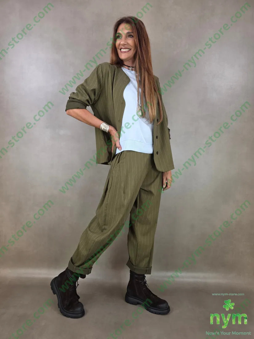 pantalone gessato wide 55vi41pl4ea - PANTALONE
