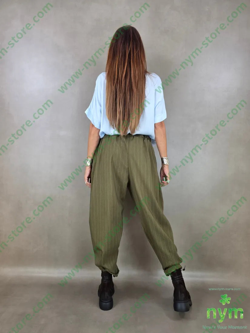 pantalone gessato wide 55vi41pl4ea - PANTALONE