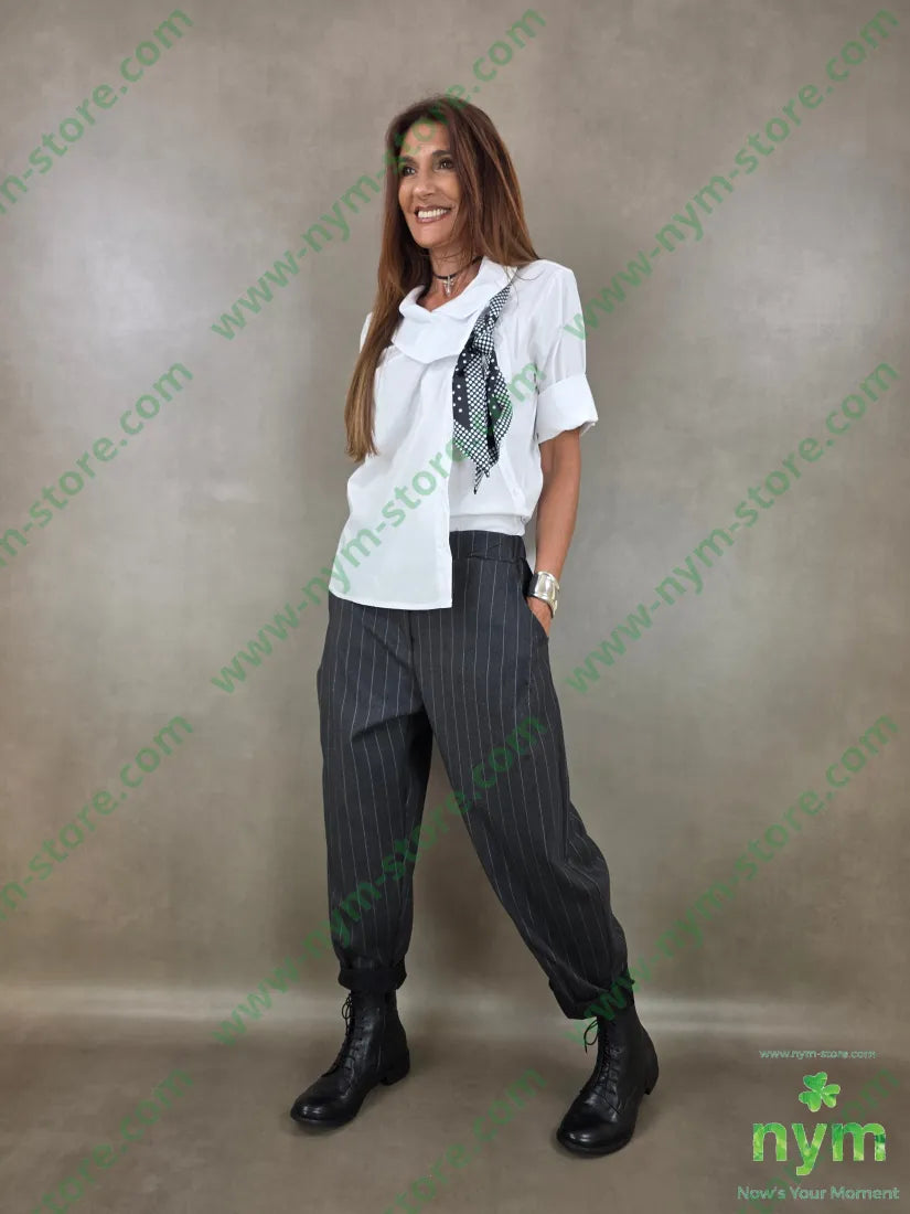 pantalone gessato wide 55vi41pl4ea - PANTALONE