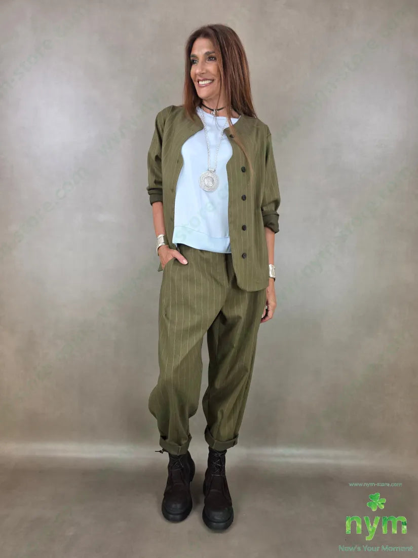 pantalone gessato wide 55vi41pl4ea - PANTALONE