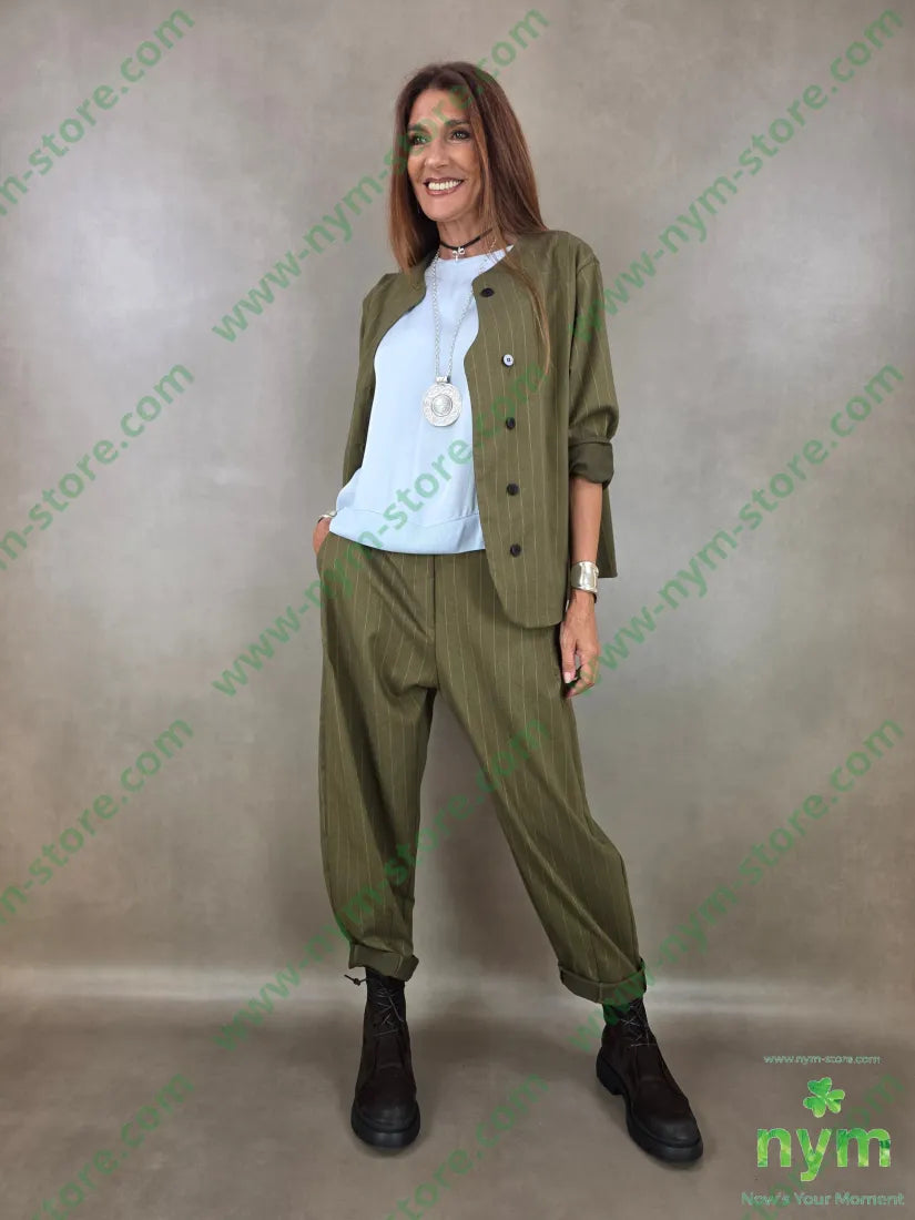 pantalone gessato wide 55vi41pl4ea - PANTALONE