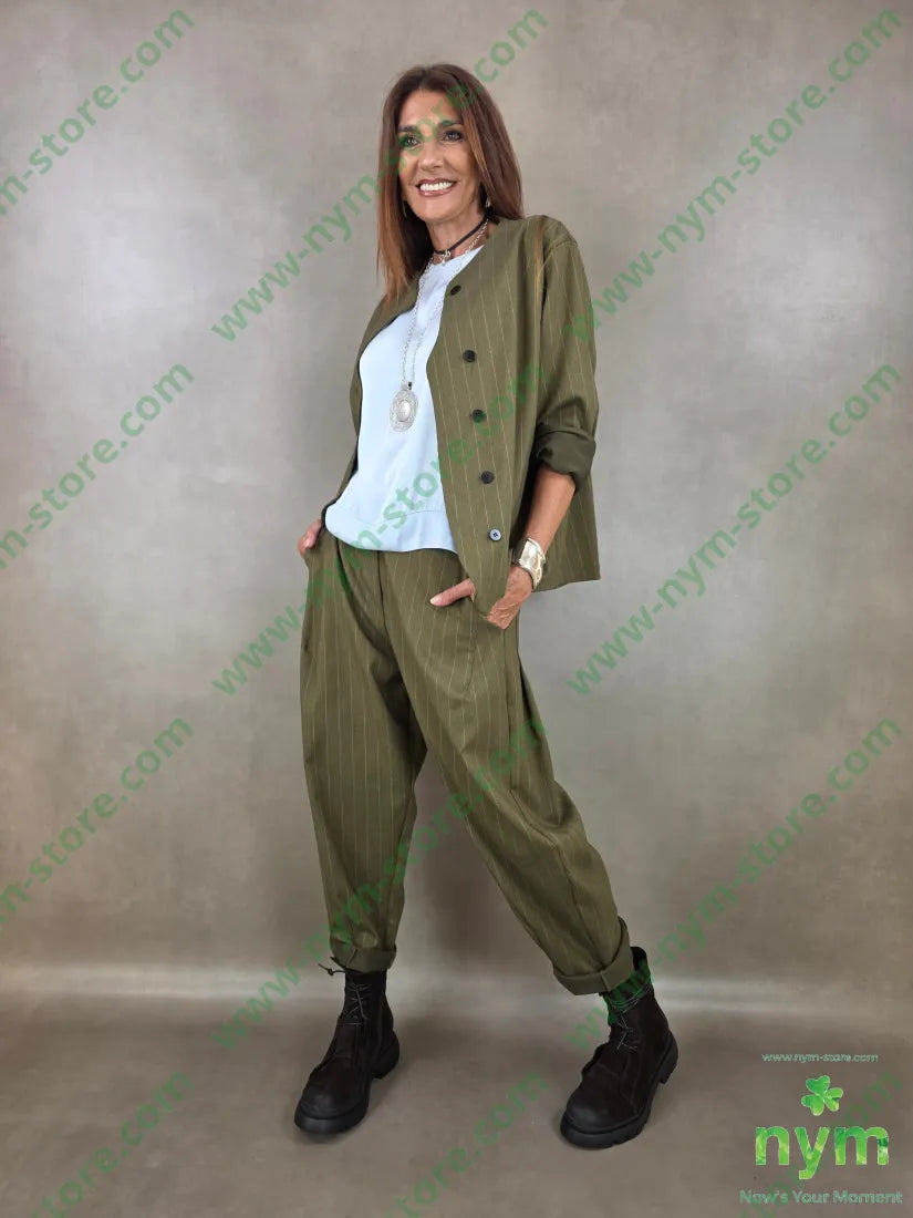 pantalone gessato wide 55vi41pl4ea - PANTALONE