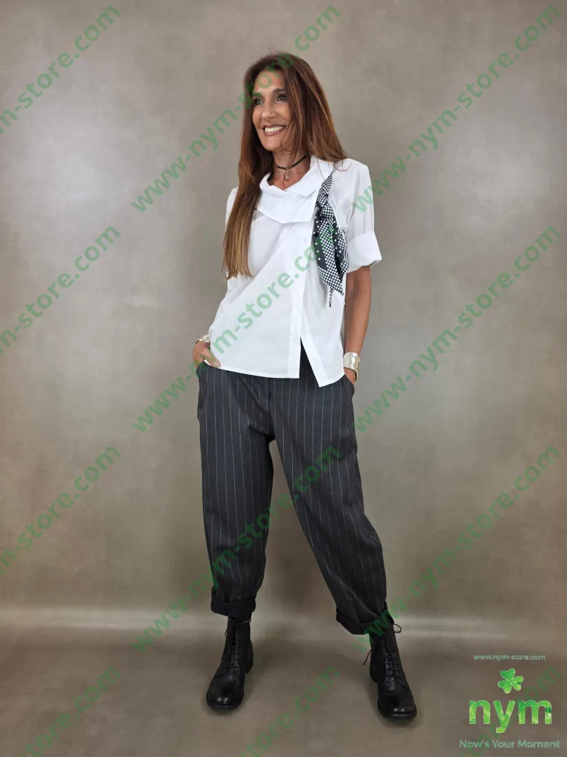 pantalone gessato wide 55vi41pl4ea - PANTALONE