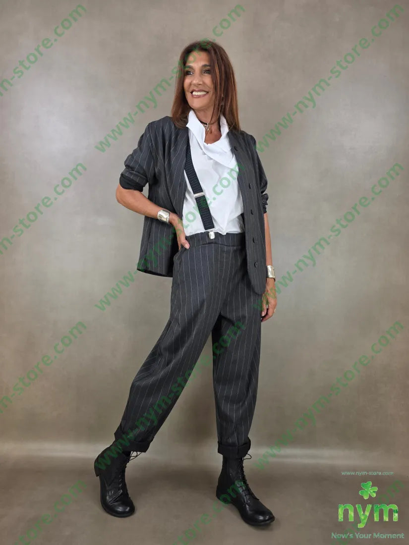 pantalone gessato wide 55vi41pl4ea - PANTALONE