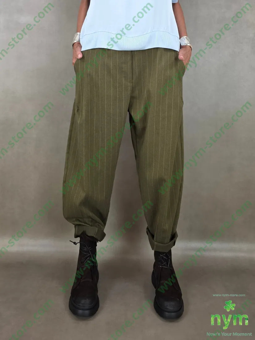 pantalone gessato wide 55vi41pl4ea - U / OLIO / AI26 - PANTALONE