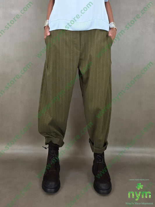 pantalone gessato wide 55vi41pl4ea - U / OLIO / AI26 - PANTALONE