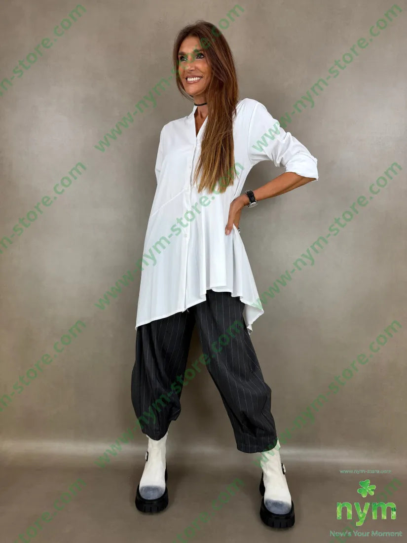 pantalone gessato wide pinces fondo 55vi41pl4ea - PANTALONE